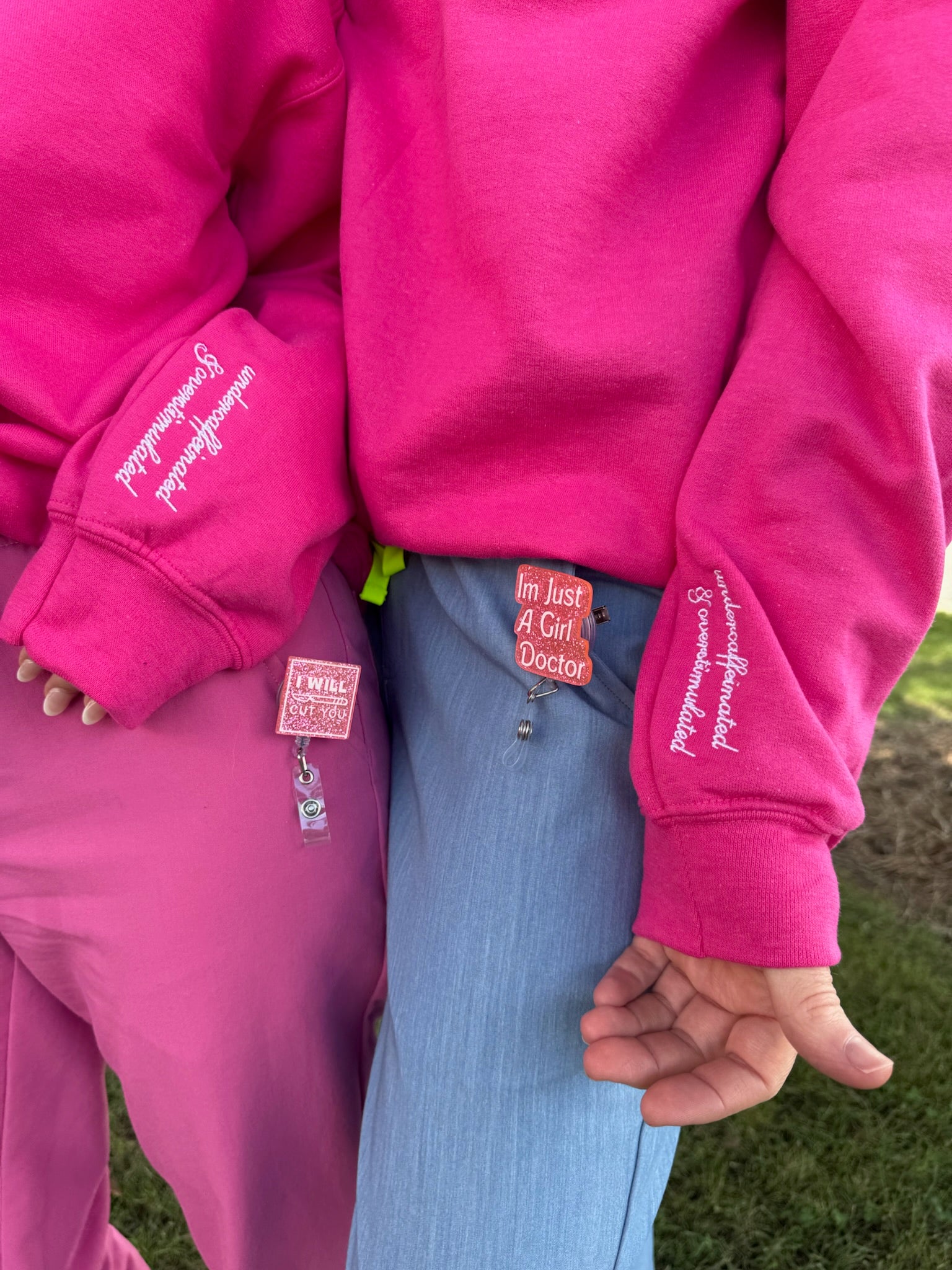 Dr. Daisy Collab: Caffeine + Botox Crewneck Sweatshirt - Hot Pink