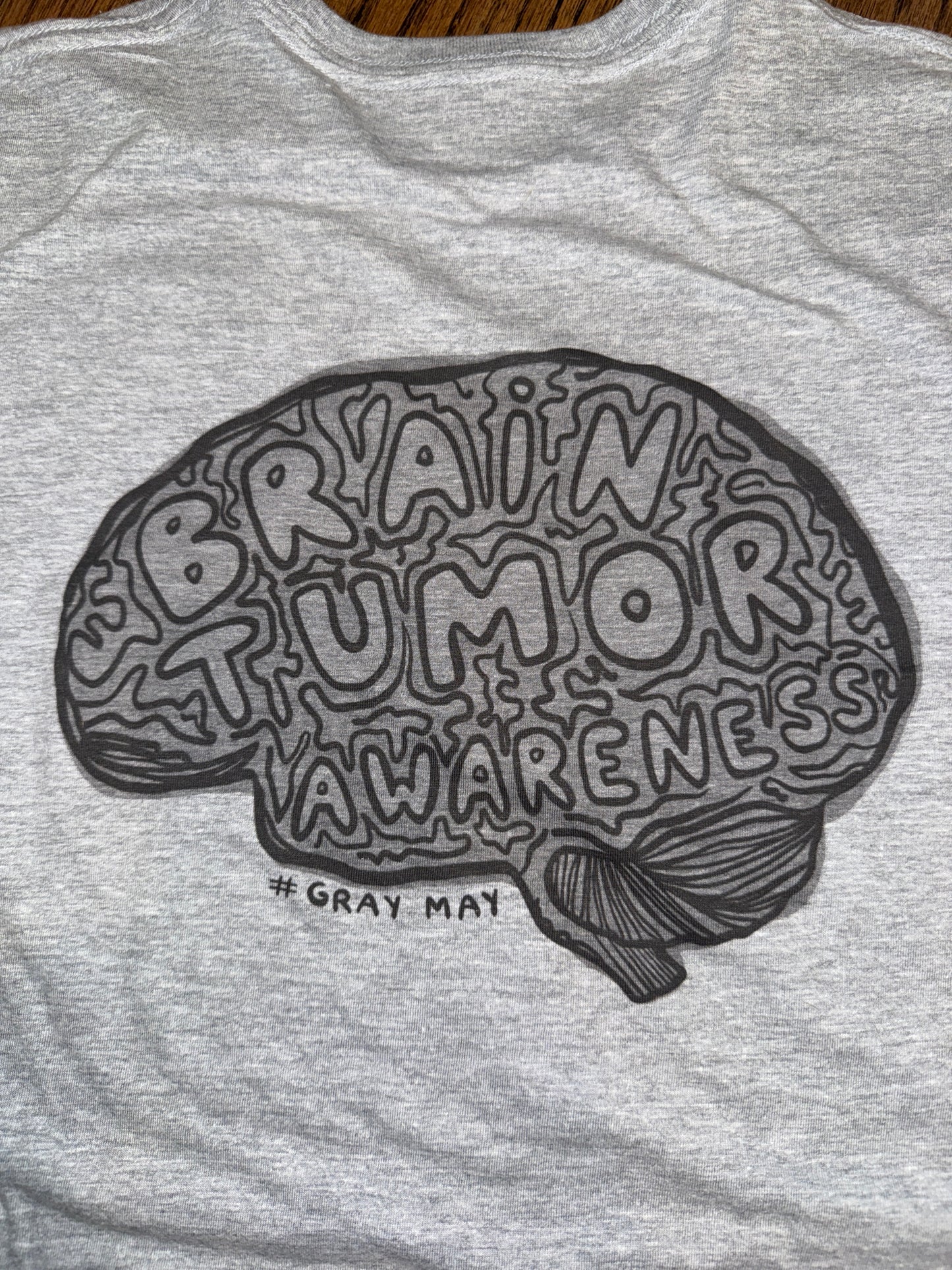 Gray May Brain Tumor Awareness Tee Shirt - Gray Short Sleeve