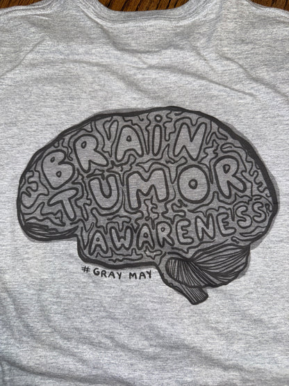 Gray May Brain Tumor Awareness Tee Shirt - Gray Short Sleeve