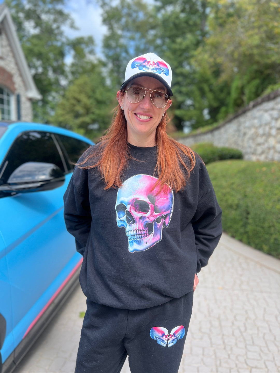 Super Skull Crewneck Sweatshirt - Black with Skull Design