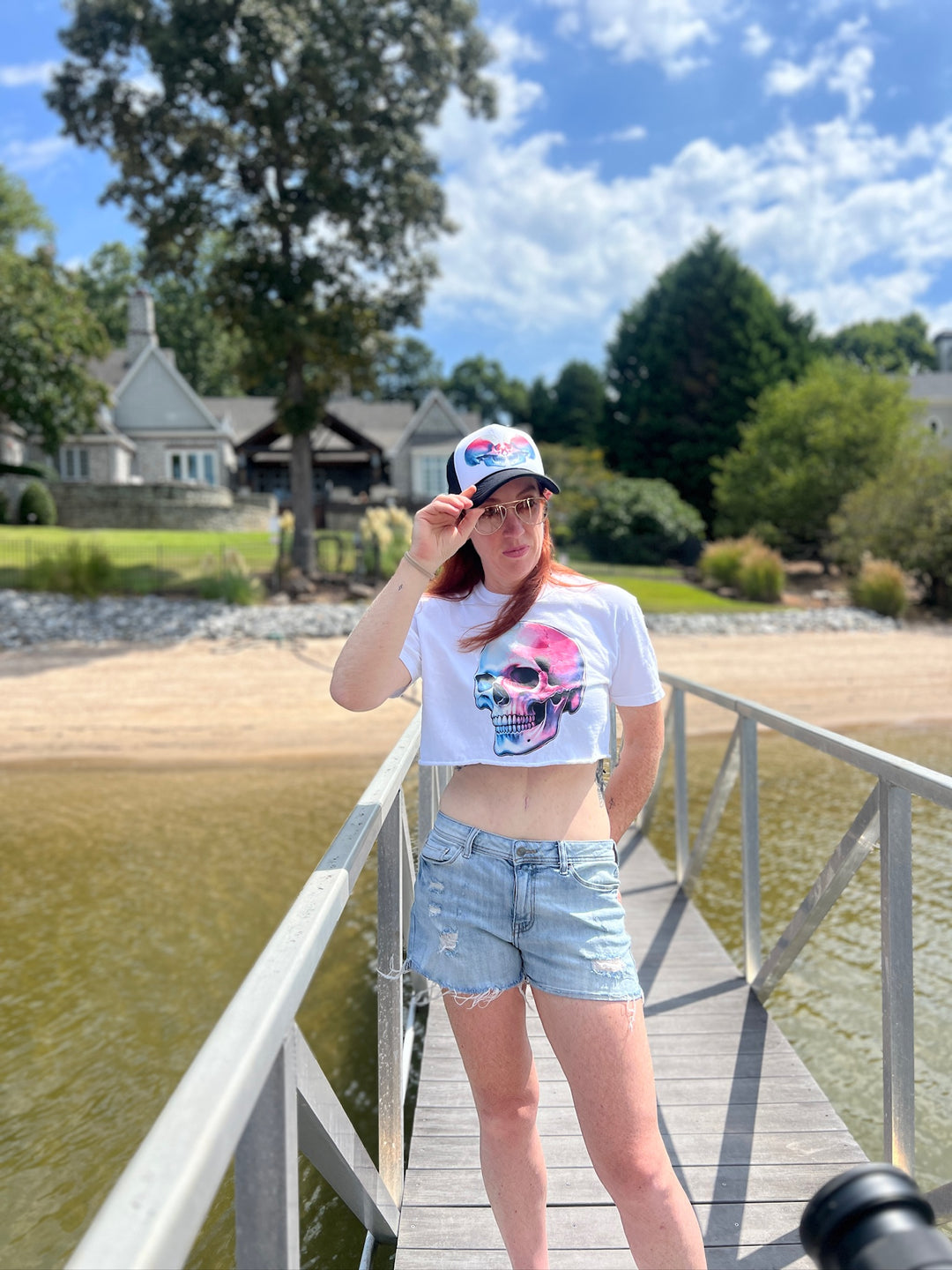 Cranial Love Trucker Hat | Black Ball Cap with Skull Design