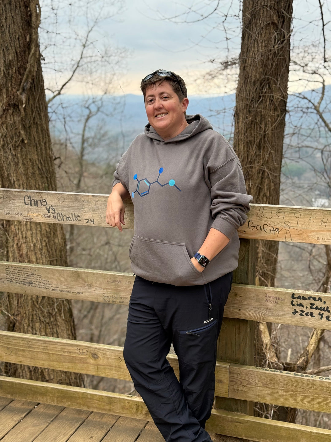 Dr. Beachgem Collab: Code Cart Hoodie - Gray Sweatshirt with Adrenaline Molecule Design