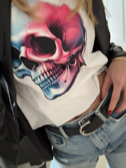 Skull Style Cropped Tee