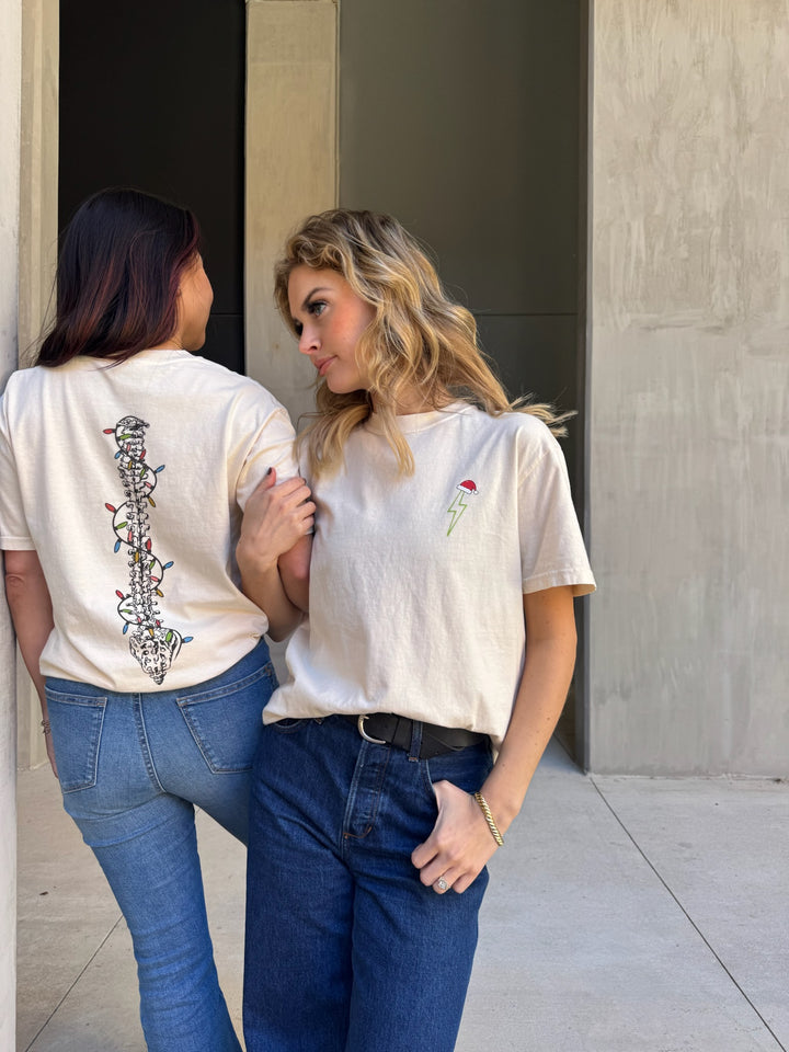 Merry and Aligned Spine Christmas Tee – Holiday Shirt