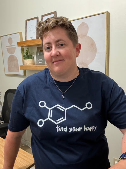 Beachgem Collab: Dopamine Rush Tee Shirt - Navy Short Sleeve with Dopamine Molecule Design