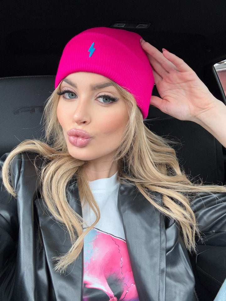 Power Surge Beanie - Black Hat with Lightning Bolt Emblem