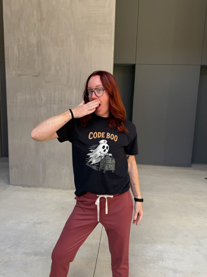 Scrubhacks Collab: Code Boo Tee – Halloween Shirt for Healthcare Heroes Shipping 9/26