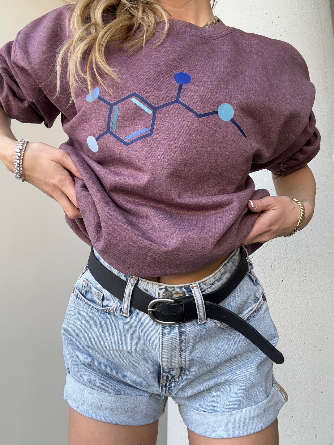 Dr. Beachgem Collab: Code Cart Crewneck Sweatshirt - Maroon with Adrenaline Molecule Design