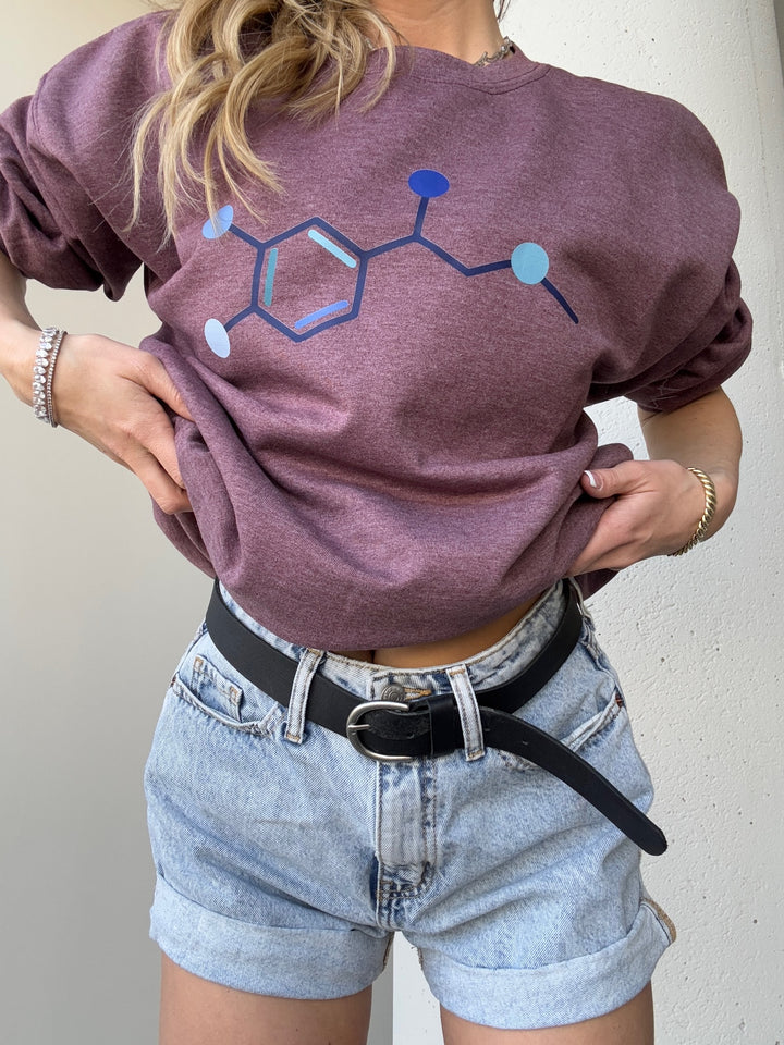 Dr. Beachgem Collab: Code Cart Crewneck Sweatshirt - Maroon with Adrenaline Molecule Design