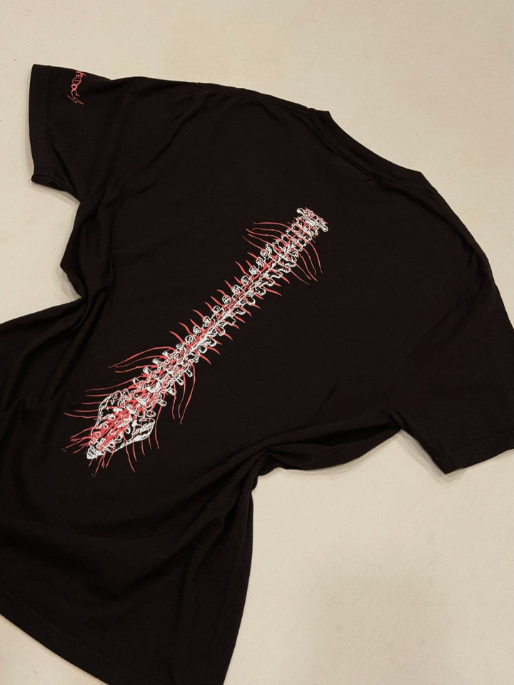 Lumbar Puncture Tee Shirt - Black Short Sleeve with Spine Design