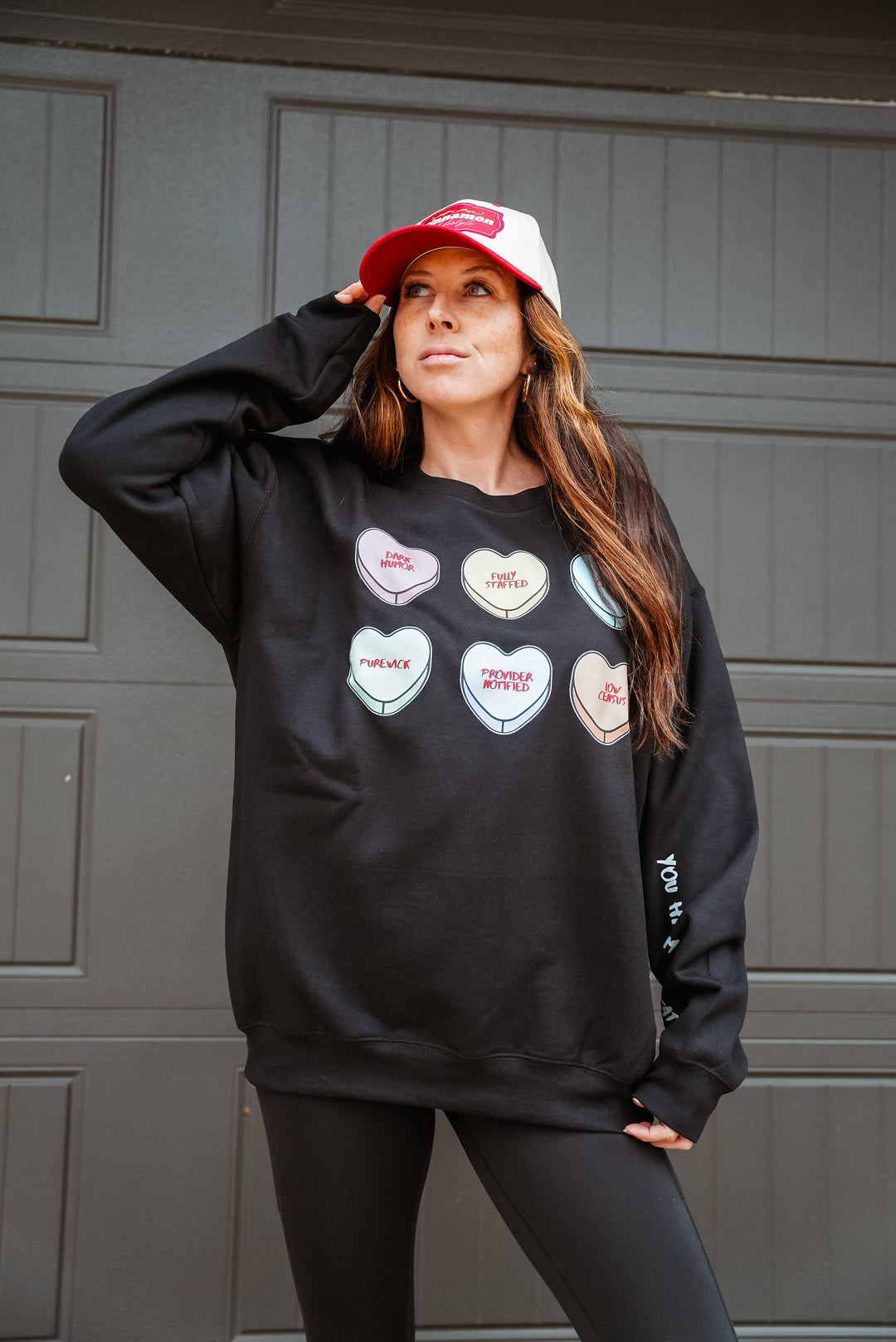 Scrubhacks Collab: You Had Me At Stat Crewneck Sweatshirt - Black with Nurse Humor
