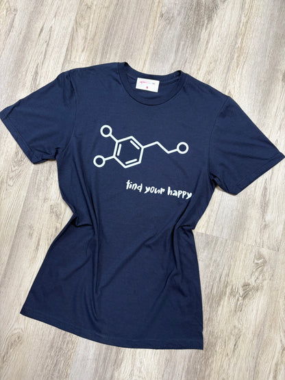 Beachgem Collab: Dopamine Rush Tee Shirt - Navy Short Sleeve with Dopamine Molecule Design
