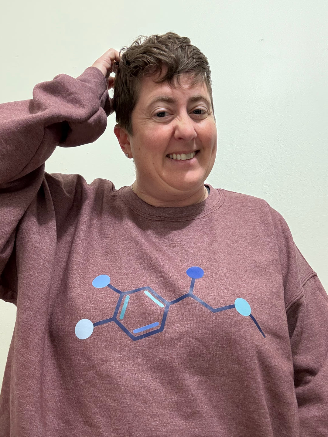 Dr. Beachgem Collab: Code Cart Crewneck Sweatshirt - Maroon with Adrenaline Molecule Design
