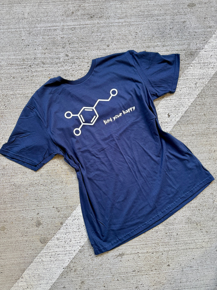 Dr. Beachgem Collab: Dopamine Rush Tee Shirt - Navy Short Sleeve with Dopamine Molecule Design