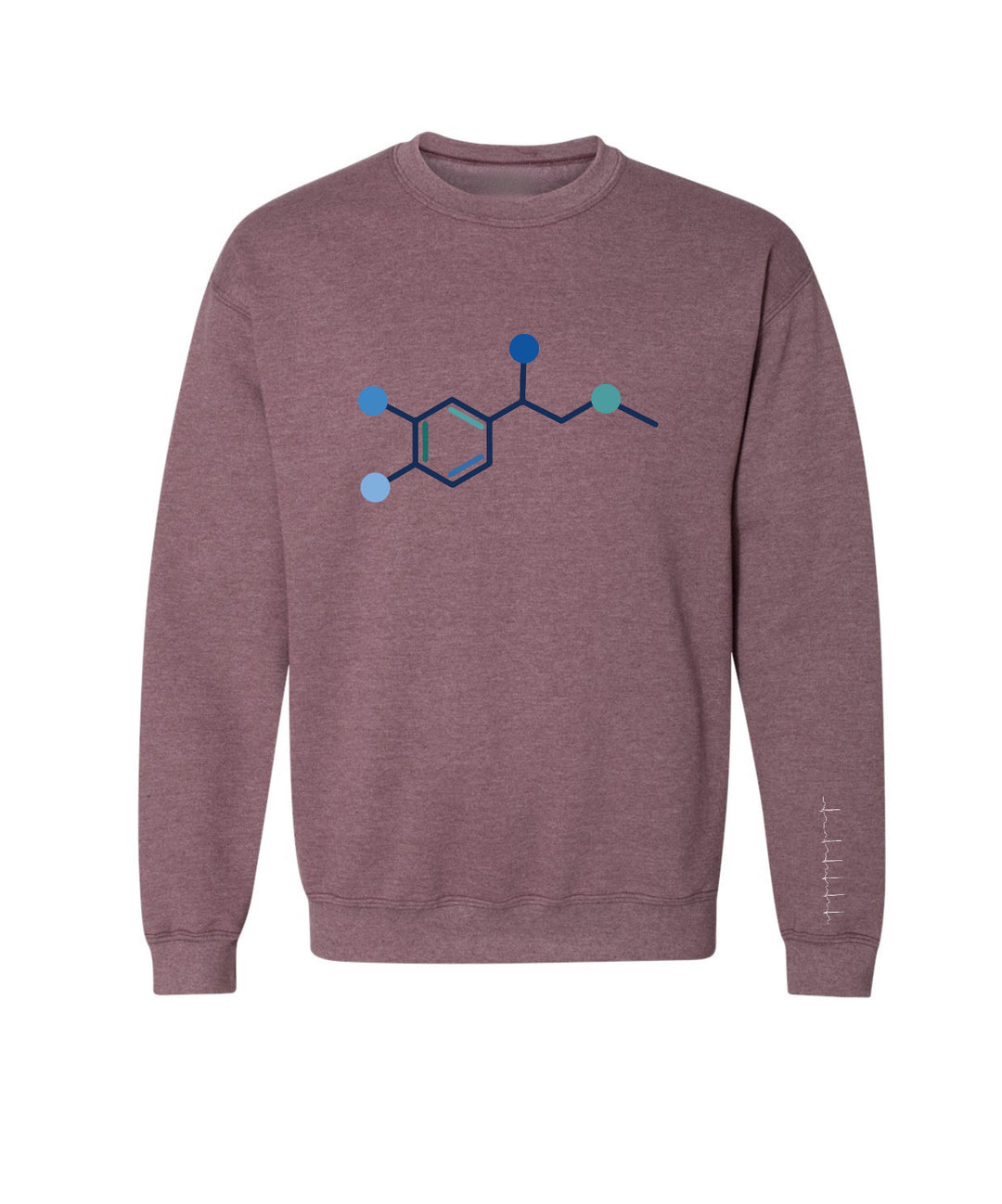 Dr. Beachgem Collab: Code Cart Crewneck Sweatshirt - Maroon with Adrenaline Molecule Design