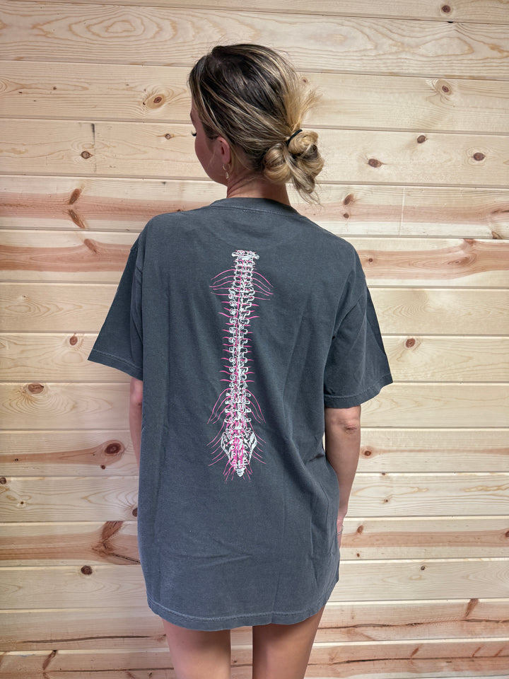 Lumbar Puncture Tee Shirt - Gray Short Sleeve with Spine Design