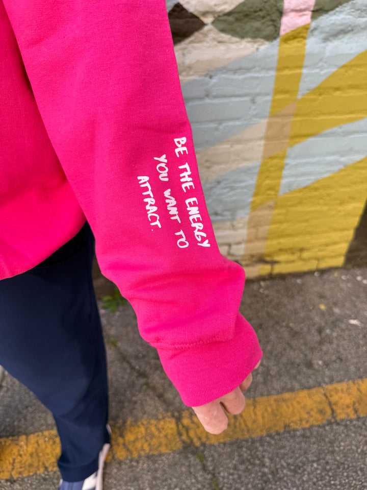 The Power Within Crewneck Sweatshirt - Pink Shirt with Lightning Bolts and Skull