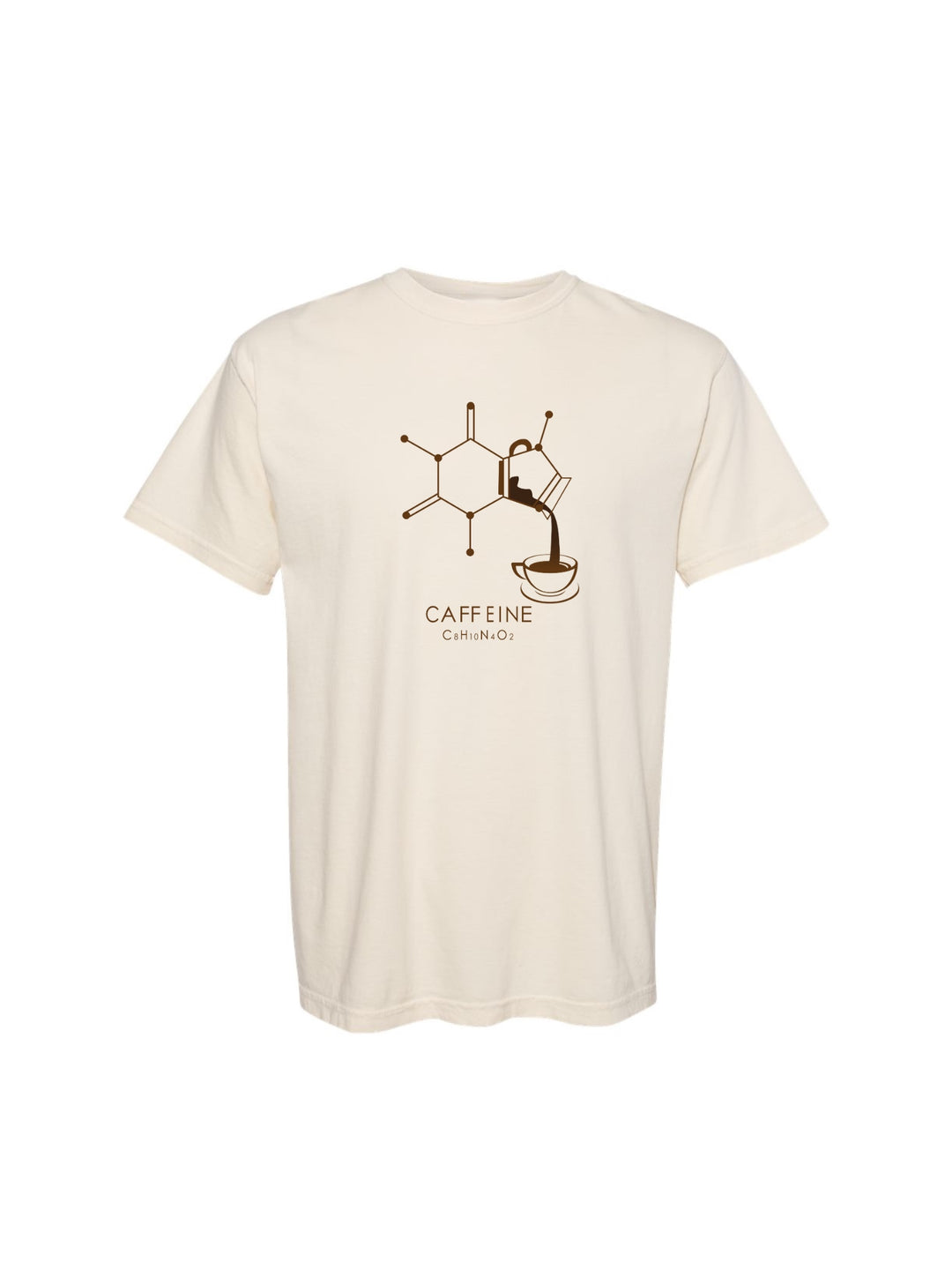 Dr. Beachgem Collab: Enerjava Tee Shirt - Cream Short Sleeve with Caffeine Molecule Design