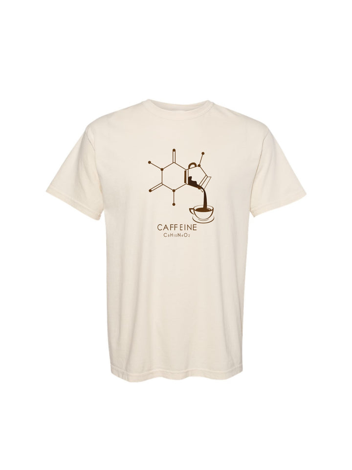 Dr. Beachgem Collab: Enerjava Tee Shirt - Cream Short Sleeve with Caffeine Molecule Design