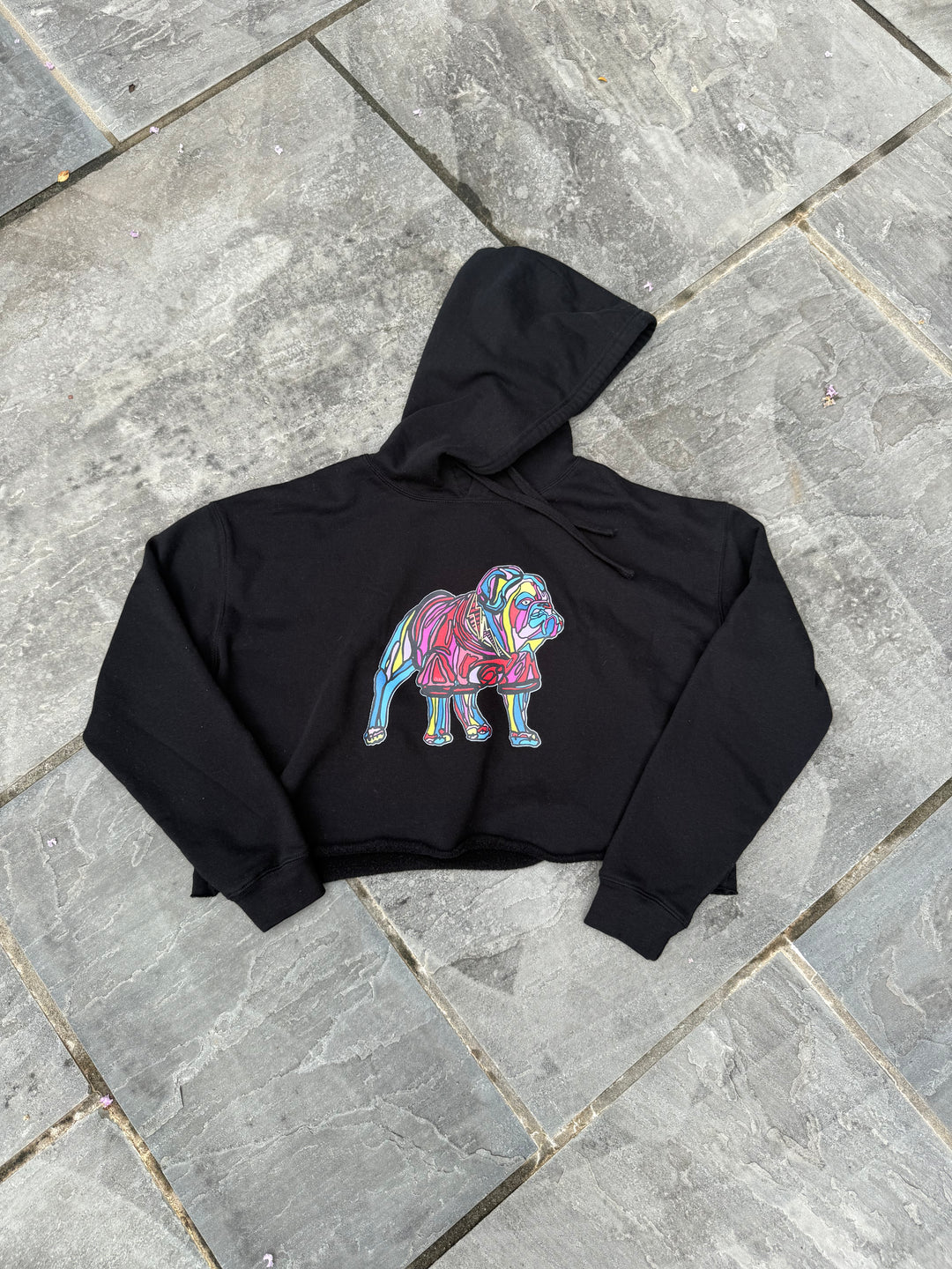 Chan Art Collab: Game Day Cropped Hoodie - Black - PREORDER