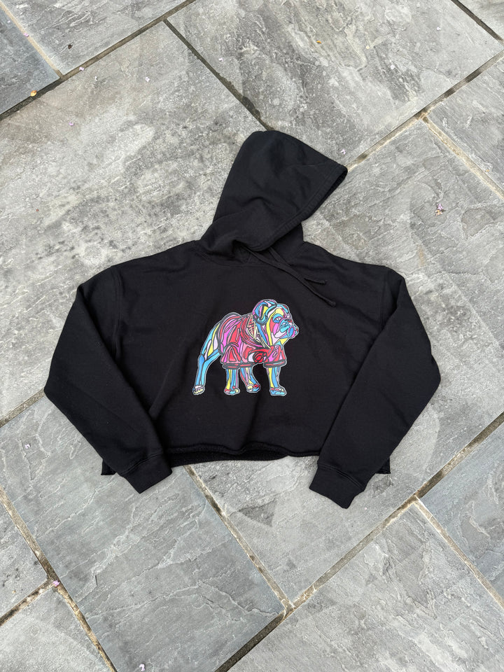 Chan Art Collab: Game Day Cropped Hoodie - Black - PREORDER