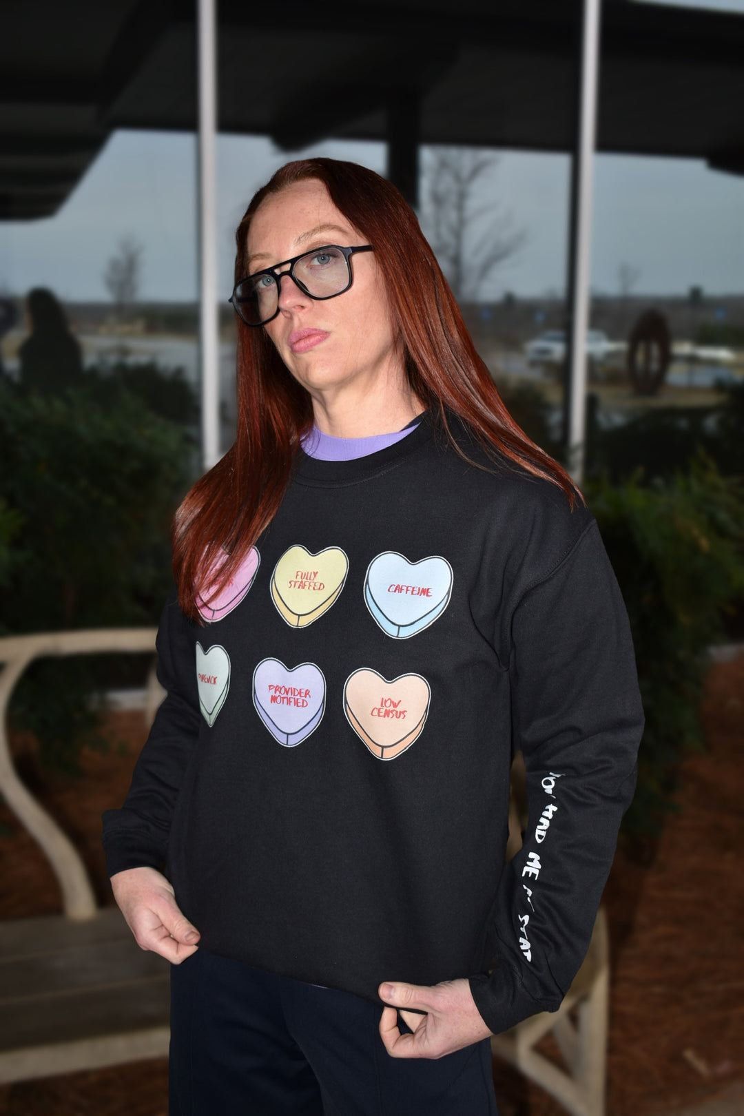 Scrubhacks Collab: You Had Me At Stat Crewneck Sweatshirt - Black with Nurse Humor