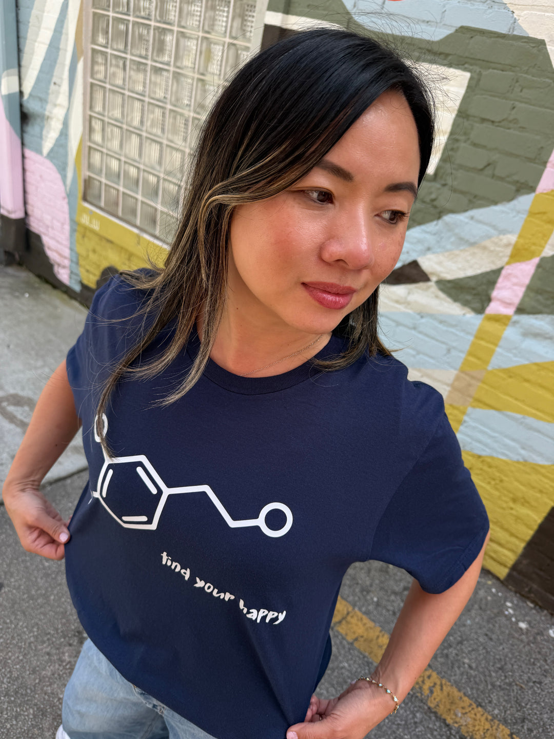 Dr. Beachgem Collab: Dopamine Rush Tee Shirt - Navy Short Sleeve with Dopamine Molecule Design