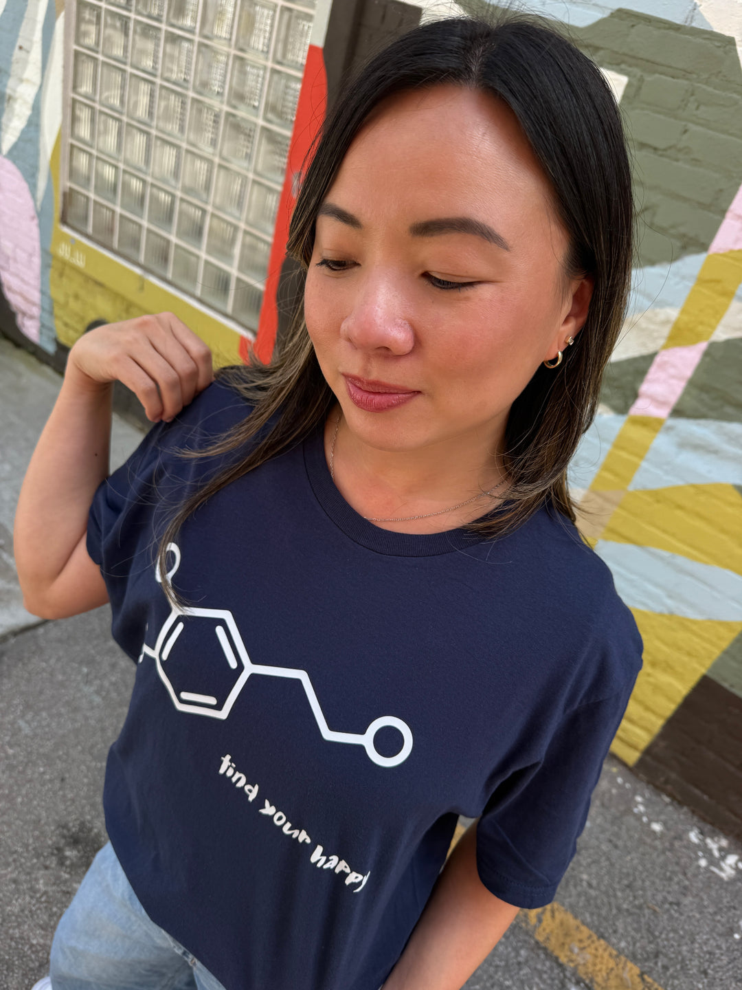 Dr. Beachgem Collab: Dopamine Rush Tee Shirt - Navy Short Sleeve with Dopamine Molecule Design