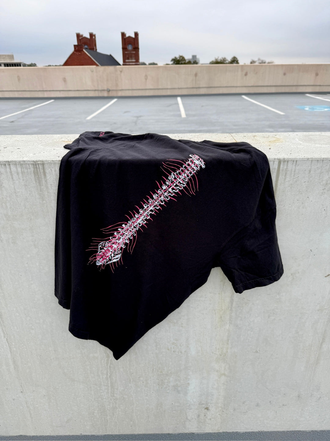 Lumbar Puncture Tee Shirt - Black Short Sleeve with Spine Design