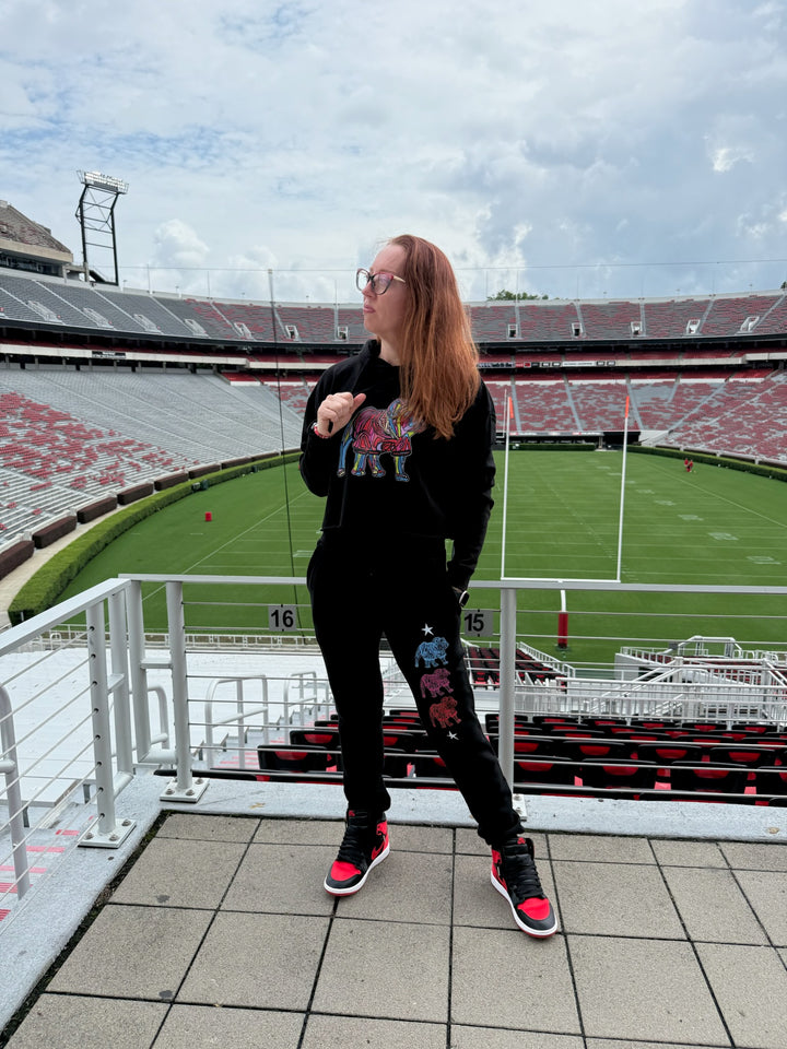 Chan Art Collab: Game Day Cropped Hoodie - Black - PREORDER
