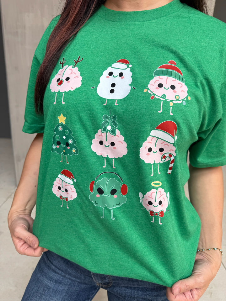Adult Christmas Brains Tee – Cute Neuro Holiday T-Shirt
