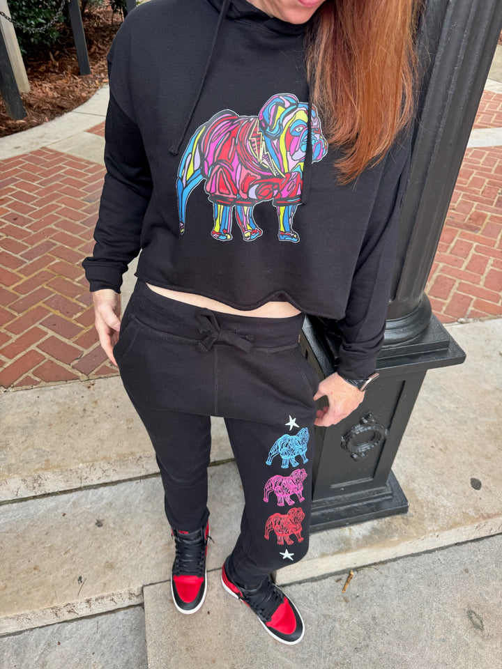Chan Art Collab: Game Day Cropped Hoodie - Black - PREORDER