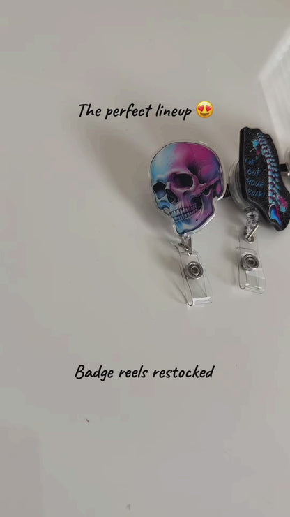 Beachgem Collab: Enerjava Badge Reel - Retractable with Alligator Clip and Caffeine Design